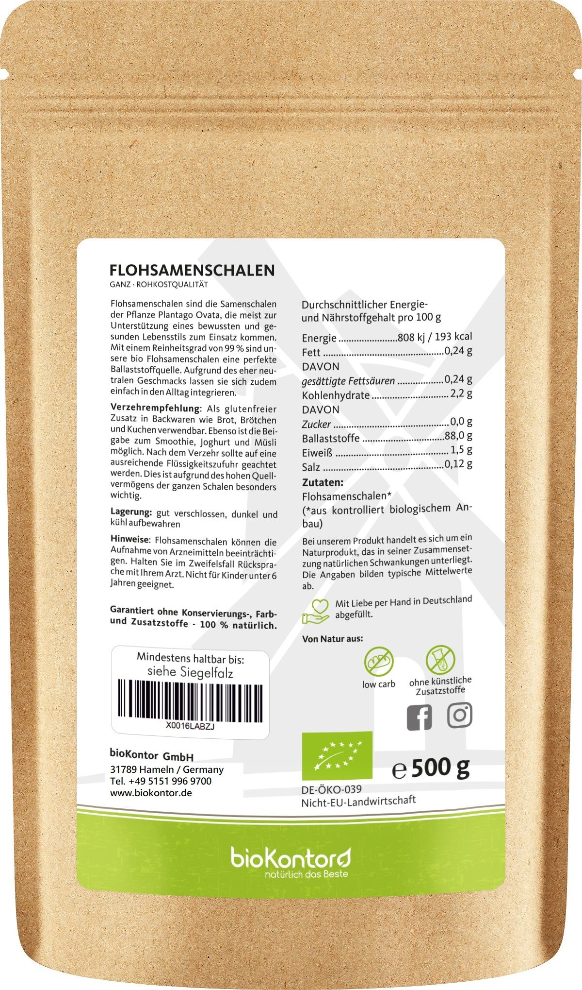 bioKontor Flohsamenschalen ganz
