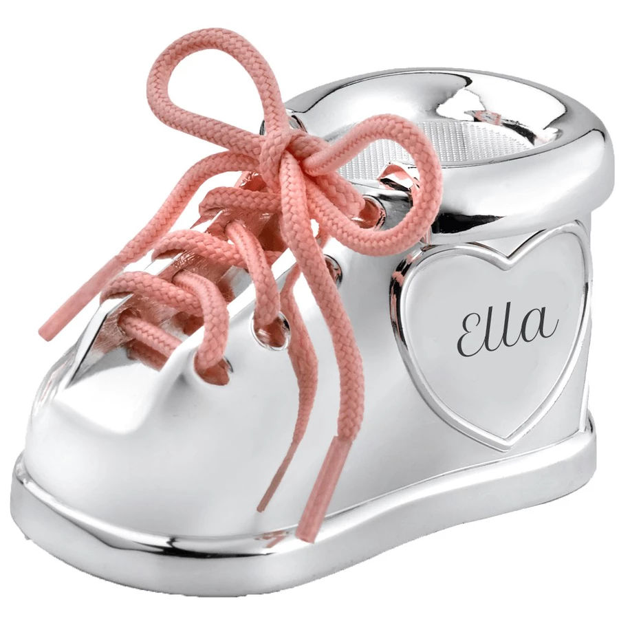 Schnullireich Taufgeschenk mit Namen Zahndose Babyschuh Silber Silber