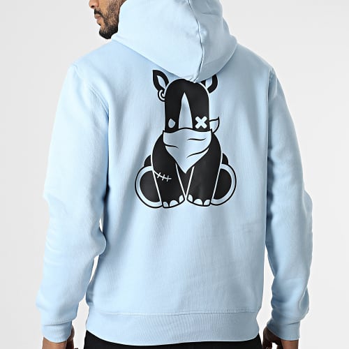 Sweat Capuche Rhino Bleu Ciel Noir