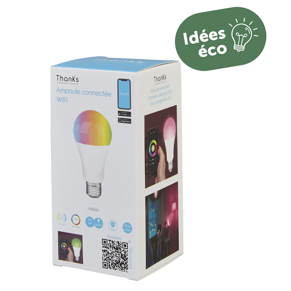 Ampoule LED connectée couleurs changeantes E27 60 W