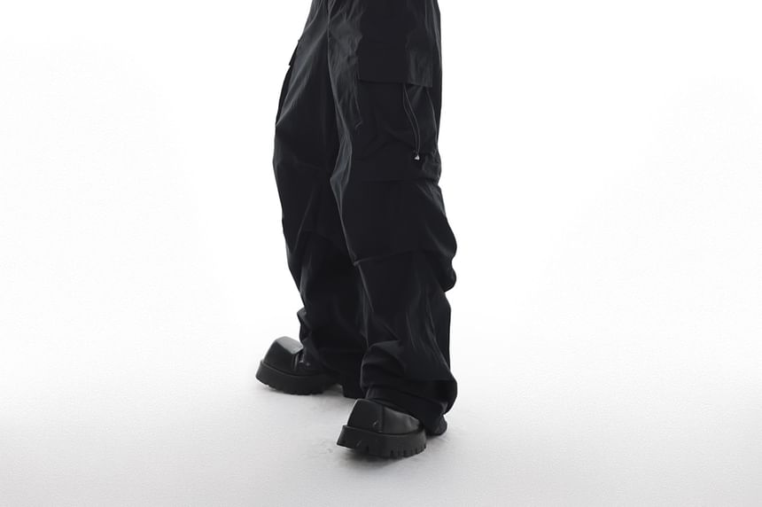 Kooklay - Effen vest met capuchon en rits / Hoge taille, wijde broek