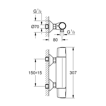 Grohe Thermostatische Douchekraan Precision Trend New 15 cm Mat Zwart