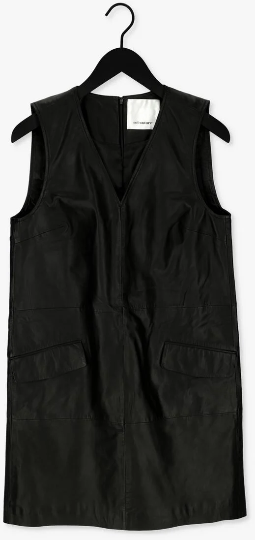CO\\'COUTURE zwarte co'couture mini jurk phoebe v-spencer leather dress