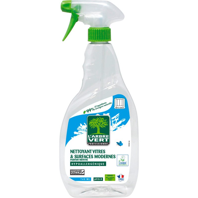 Nettoyant vitres L'Arbre Vert professionnel menthe  - Spray 740 ml