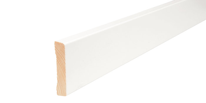 Indfatning glat hvid - 14 x 65 x 2200 mm