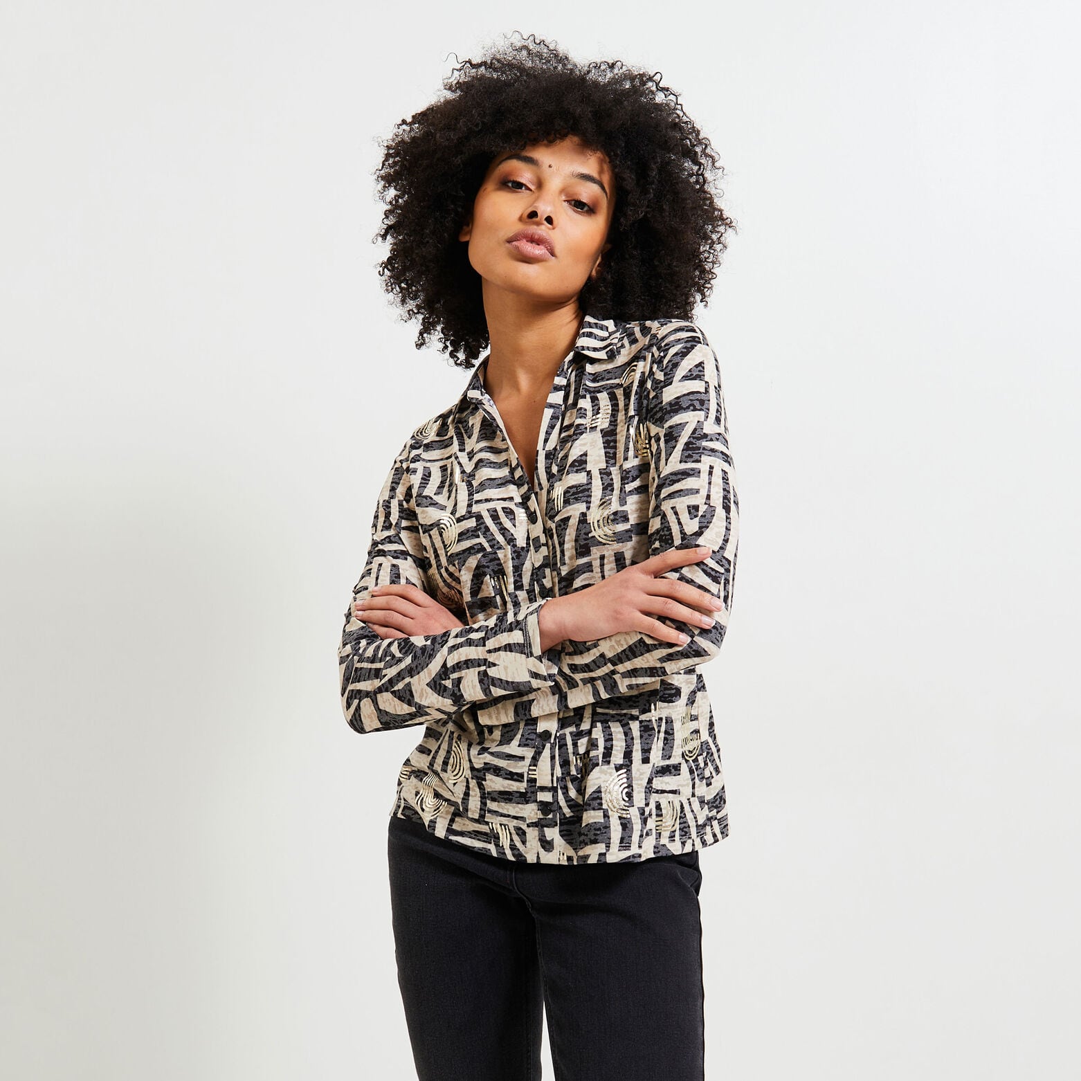 Tshirt col chemise femme
