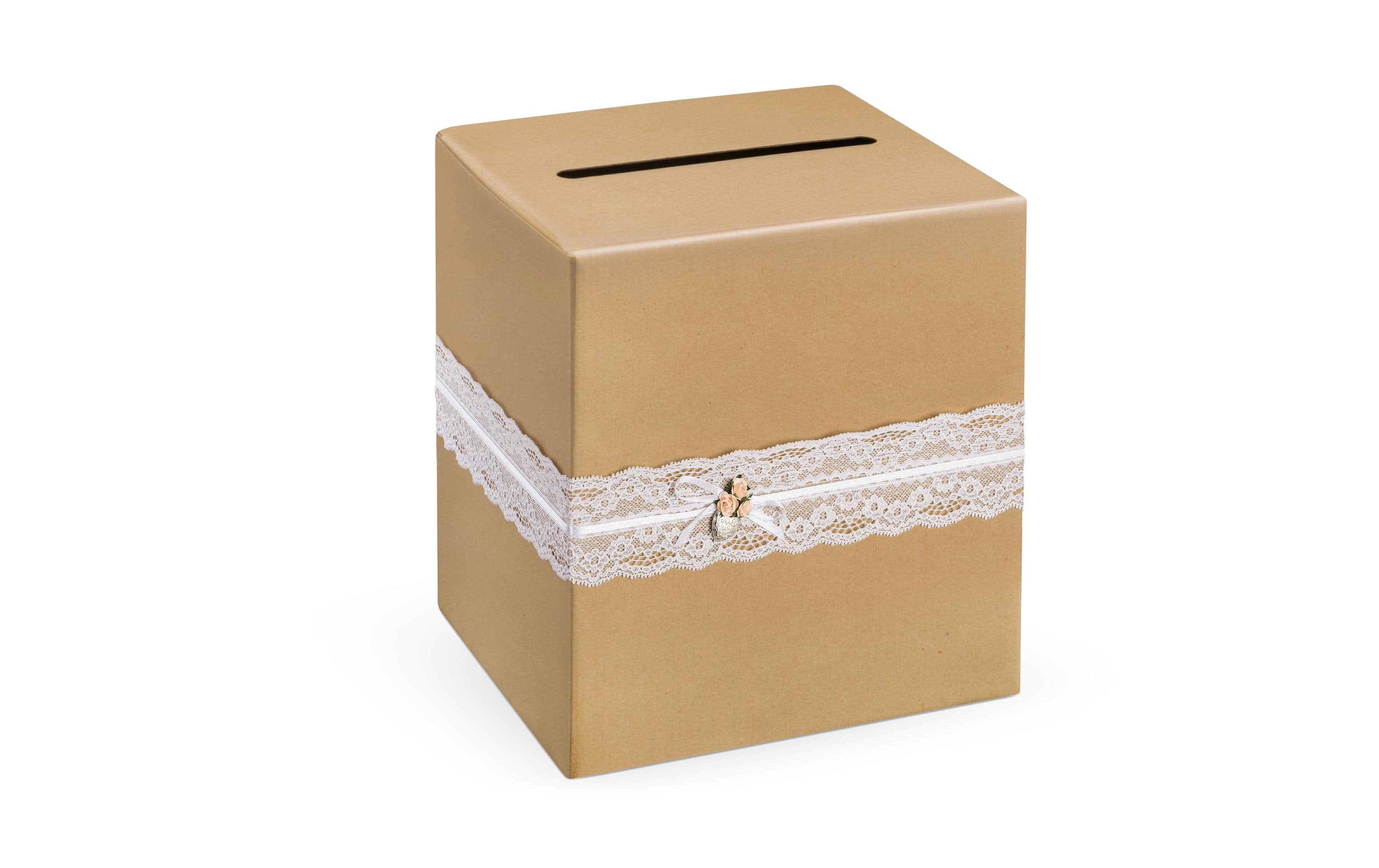 Hochzeitsaccessoire Kartenbox 24 x 24 x 24 cm, BraunBox für Karten mit Glückwünschen für das Brautpaar von der Hochzeit