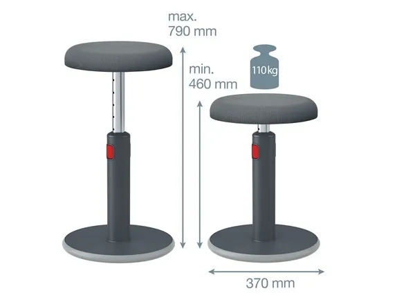 Leitz Ergo Cosy Active Sidde-stå balancestol 2-i-1 grå - højdejustering 46-79 cm