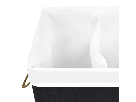 Panier à linge Bambou Noir 72 L