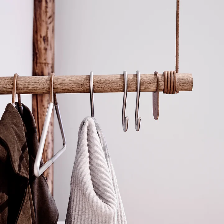 Lind DNA - Wall Swing Wandgarderobe 50 cm, Eiche natur / Leder natur