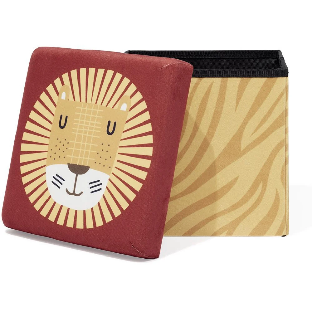 Pouf coffre cube Clara lion - L30xP30xH30 cm