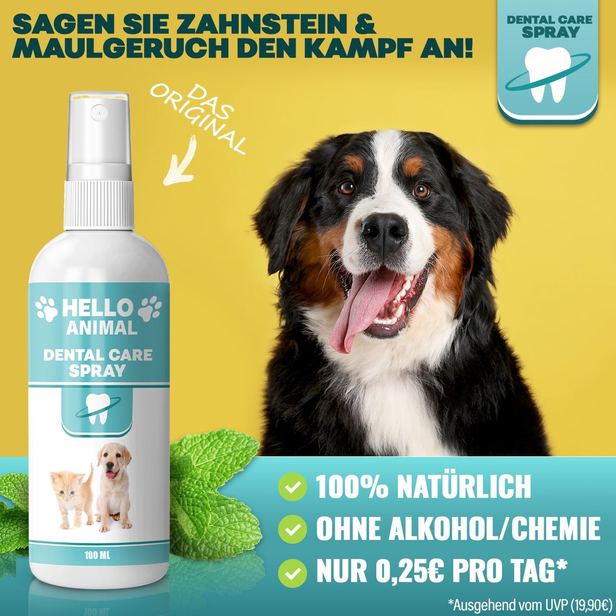 Hello Animal® Dentalspray für Hunde | Gegen Zahnstein