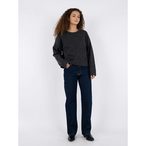 Neo Noir Detri Solid Knit Striktrøje, Antracit, 40