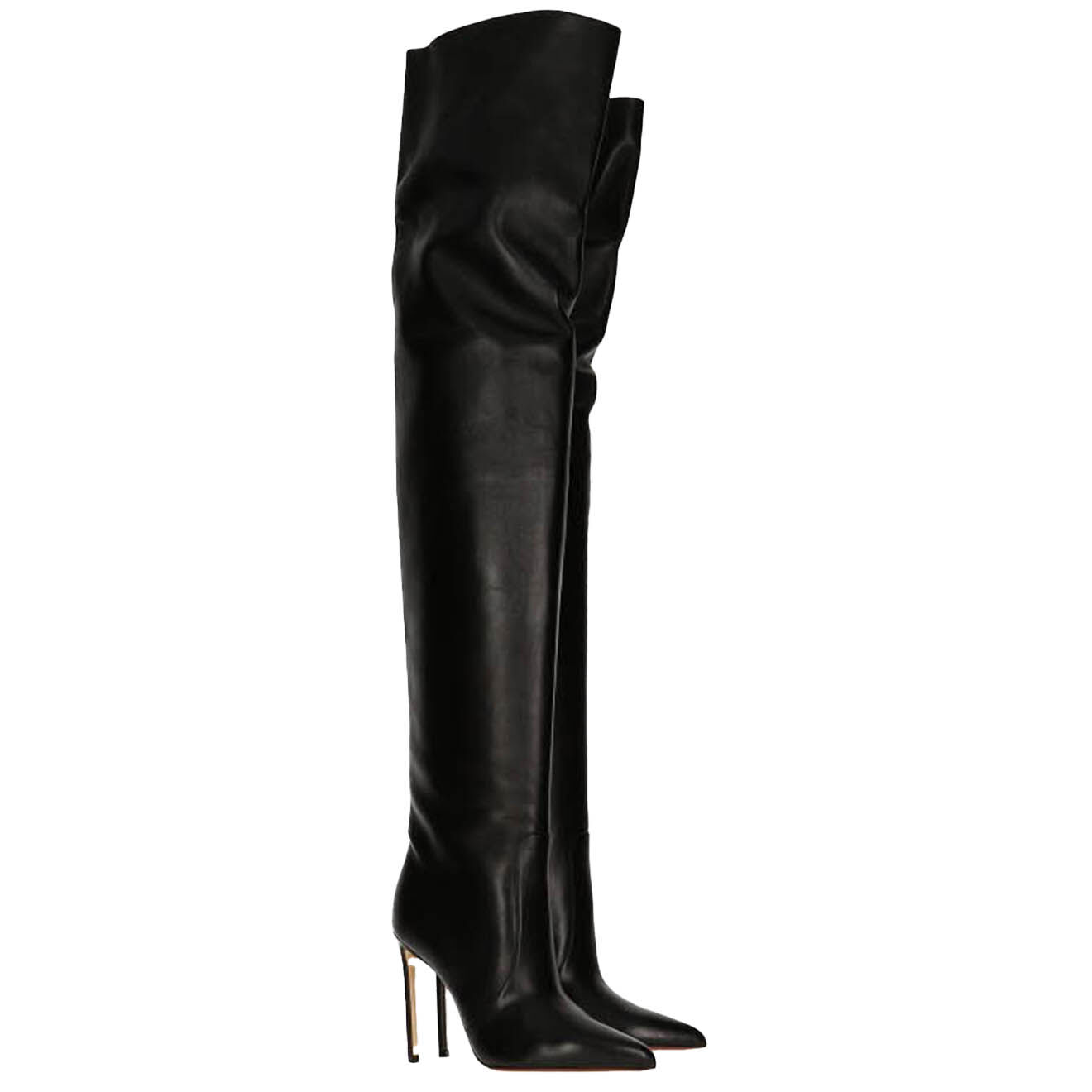 Francesco Russo Cuissardes en Cuir  noires - Talon 10.5 cm