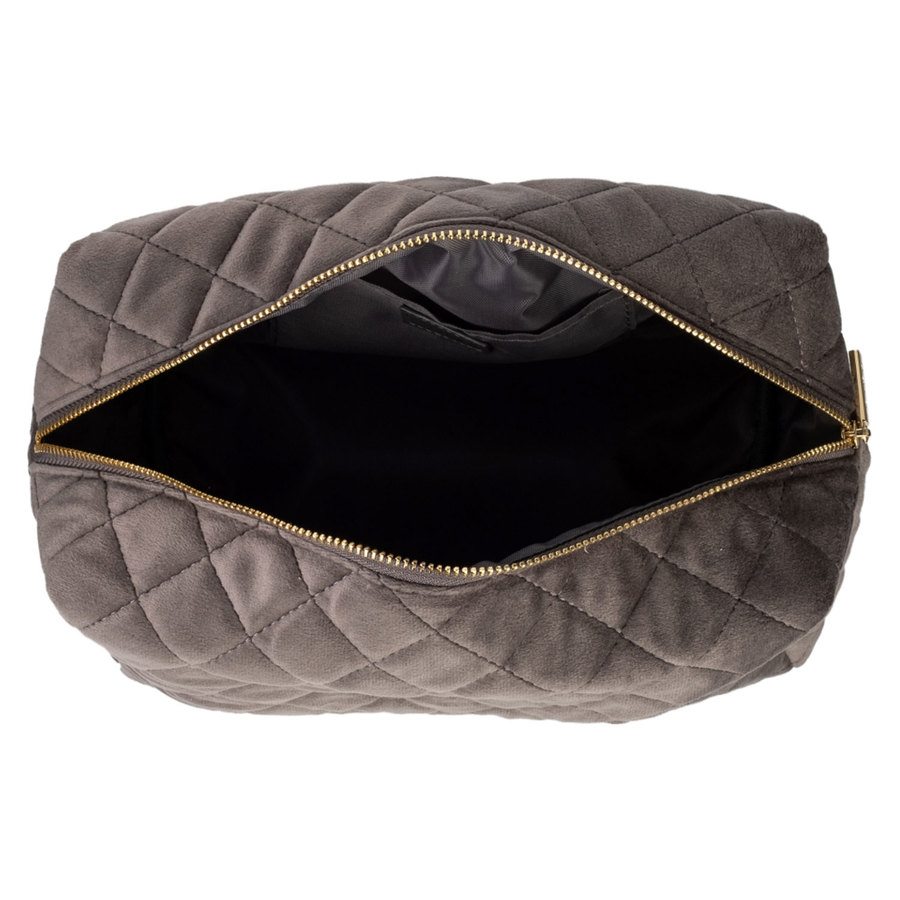 DARK Velvet Square Quilted Make-Up Pouch Small Dark Grey