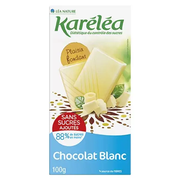 Barra de chocolate branco Karéléa sem adição de açúcar, 100g