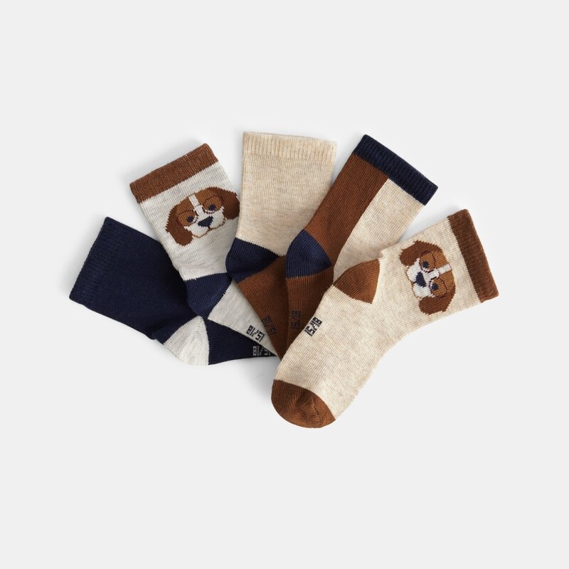Chaussettes chiens bleu bébé garçon (lot de 5) Bleu