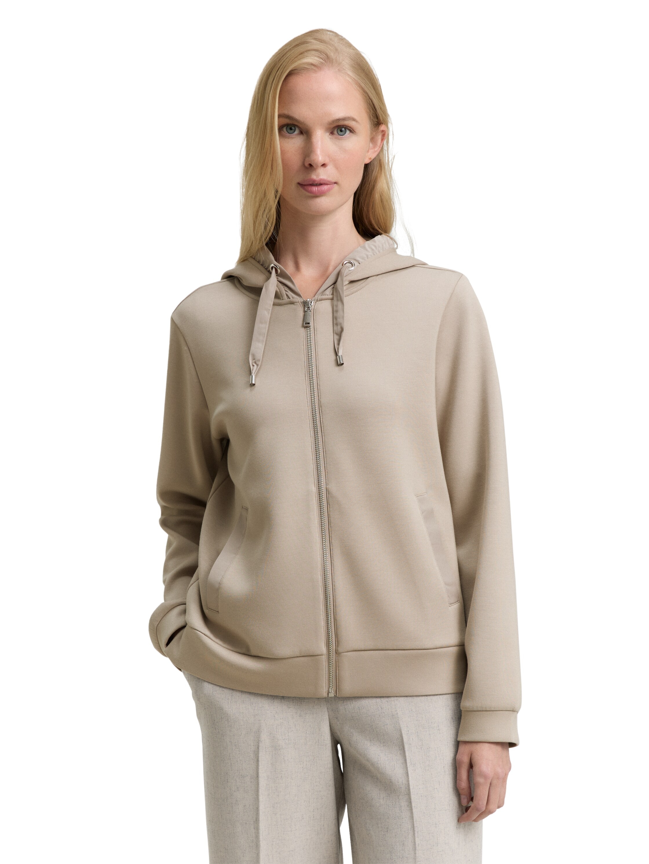 TOM TAILOR Kapuzensweatjacke , mit Viskose und Stretch