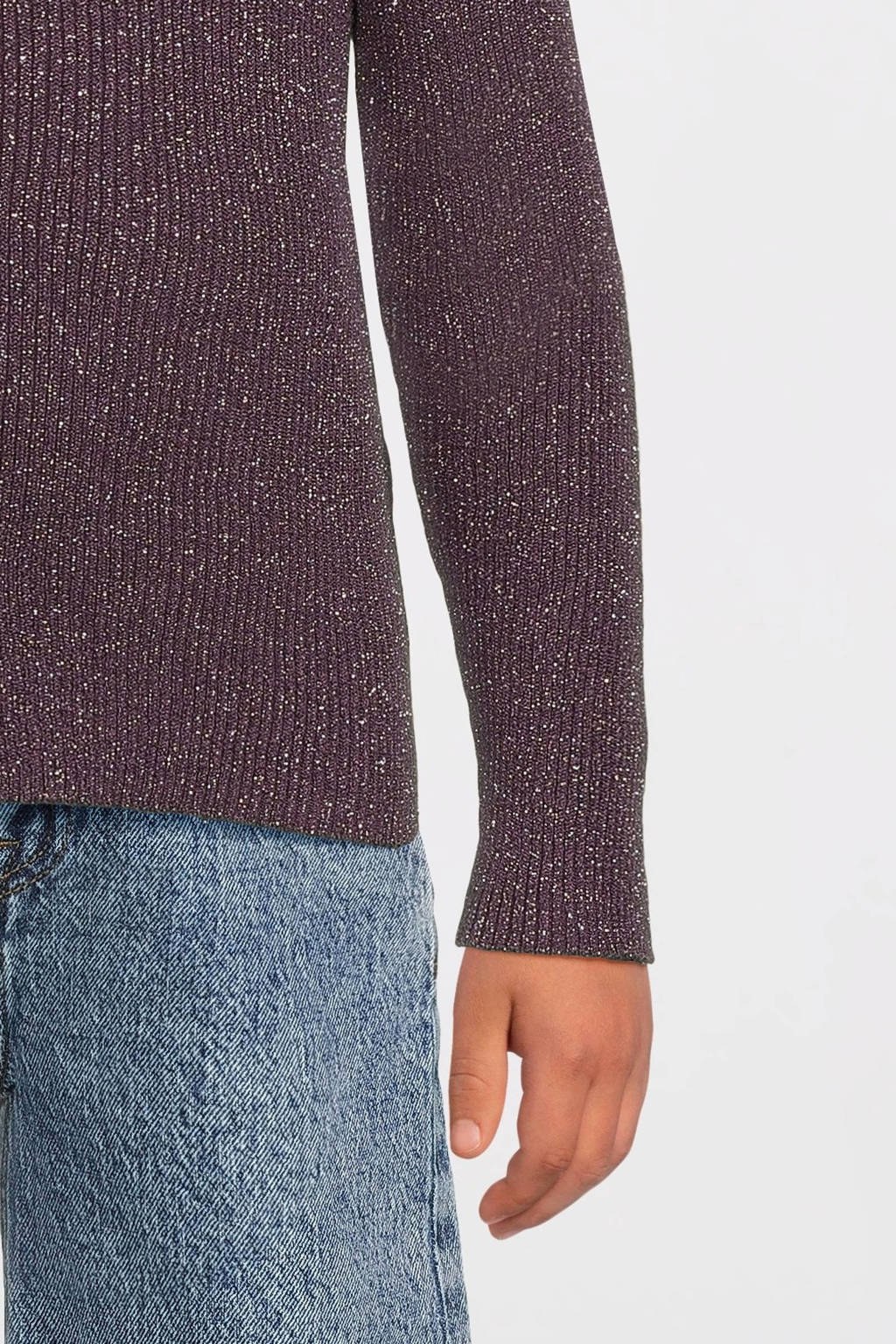 NAME IT top NKFPRIAGLITTER met glitters aubergine