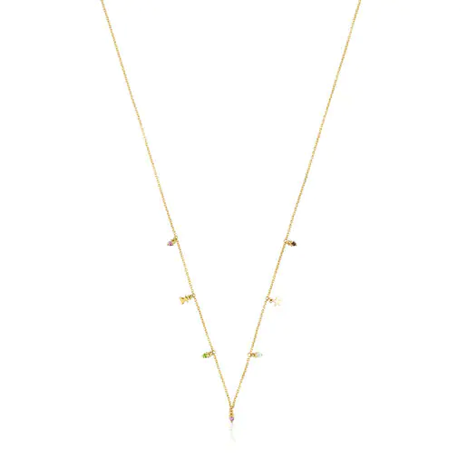 Colar de ouro com pedras preciosas e motivos de Jardim Virtual.