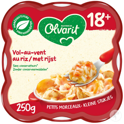 Olvarit Assiette 18m+ Vol Au Vent/Riz 1x250g