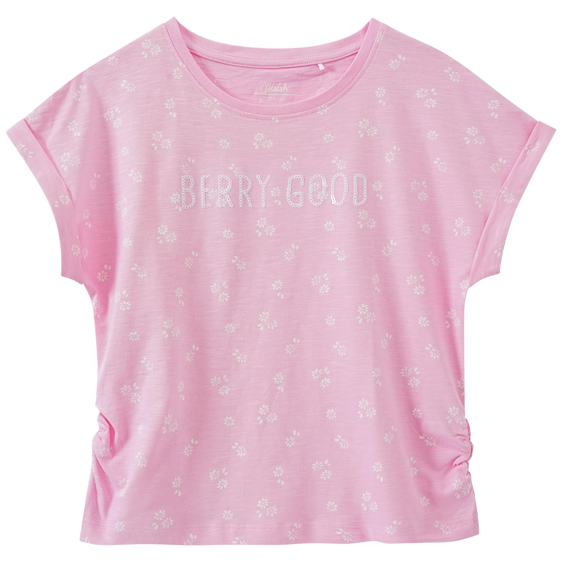 Yigga Mädchen T-Shirt mit Blumen-Allover rosa