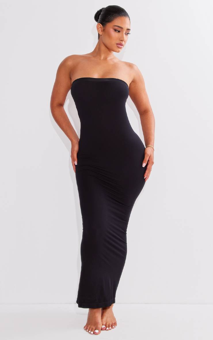 Noir Robe Maxi Bandeau Sans Couture Sculptante