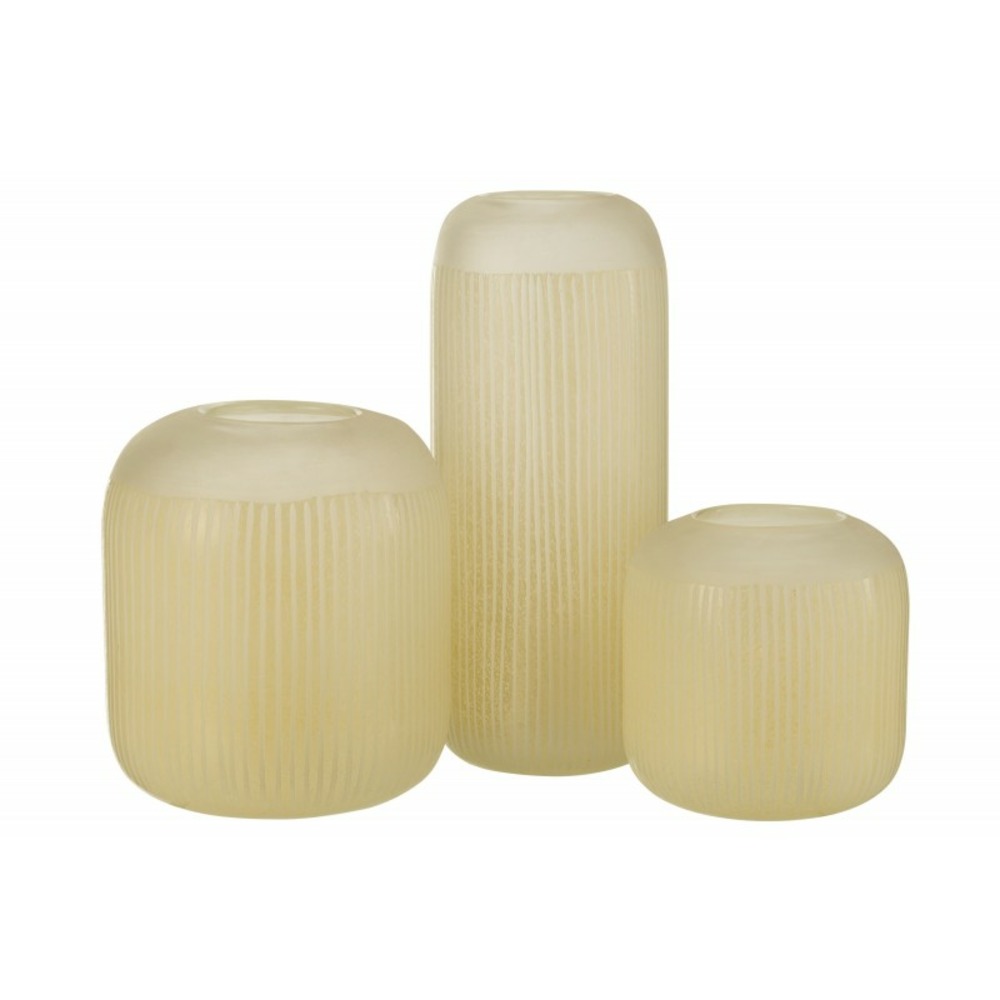 Vase avec lignes en verre jaune 15x15x34 cm