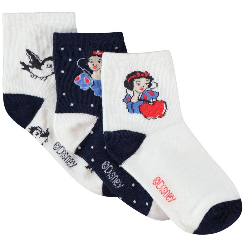 Lot de 3 paires de chaussettes print Blanche-Neige Disney pour fille - Bleu marine