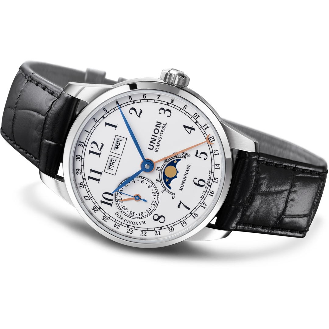Union Glashütte 1893 Johannes Dürrstein Edition Mondphase Handaufzug Leder