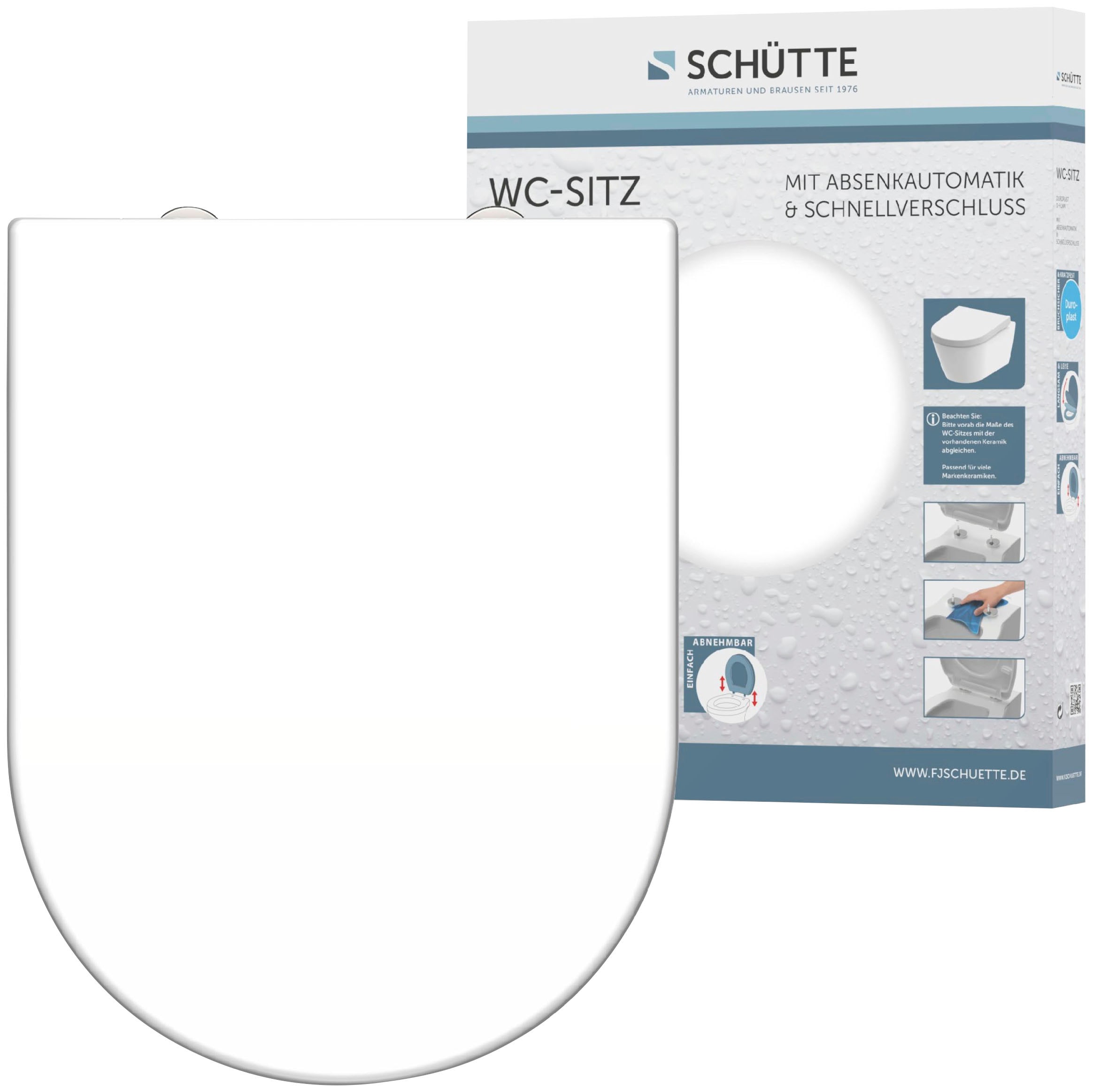 Schütte WC-Sitz »WHITE« Duroplast, Absenkautomatik, Schnellverschluss, belastbar bis 150 kg