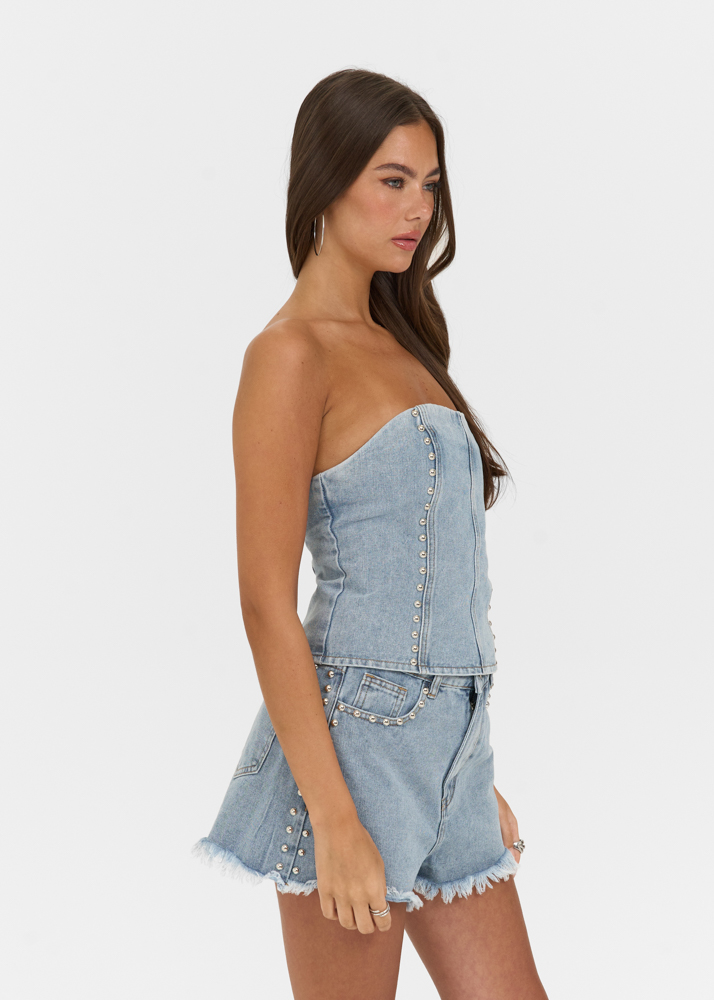 Luca stud top lichtblauw