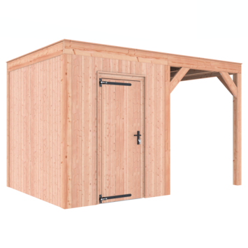 Tuinhuis met overkapping Douglas hout onbehandeld 395 x 255 cm