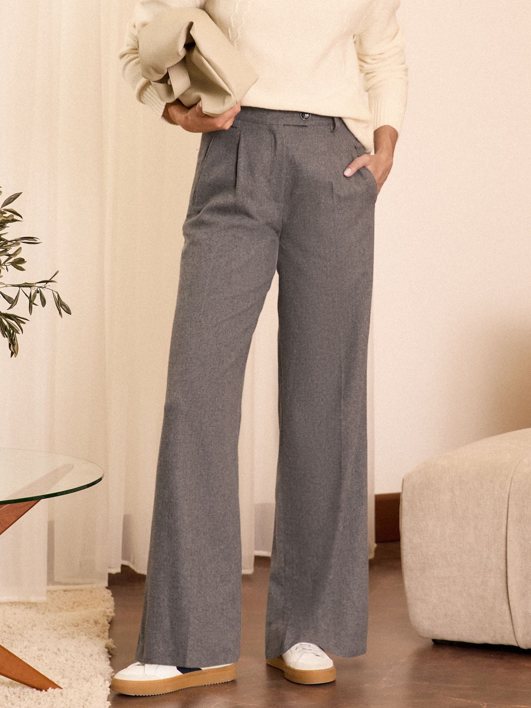 Love & Roses Flannel Wide Leg Trousers