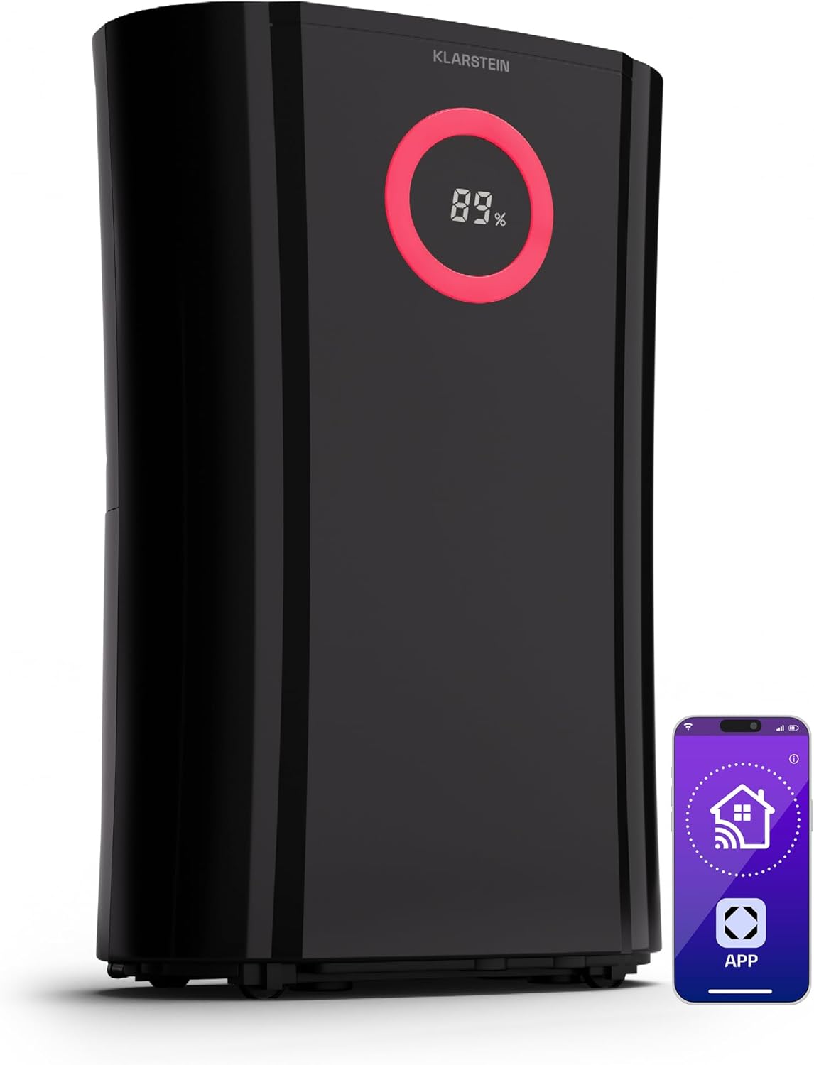 Klarstein DryFy Pro Connect 20L Luftentfeuchter, WiFi App Steuerung, 20L/Tag, 4L Tank, Timer, Elektrisch, Raumgröße 20-30m², Smarter Luftentfeuchter, Tragbar, Automatische Abschaltung, Schwarz