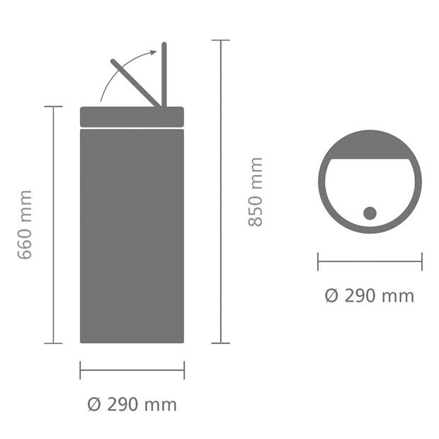 Brabantia Touch Bin Flat Top Afvalemmer 30 liter - Happy Red