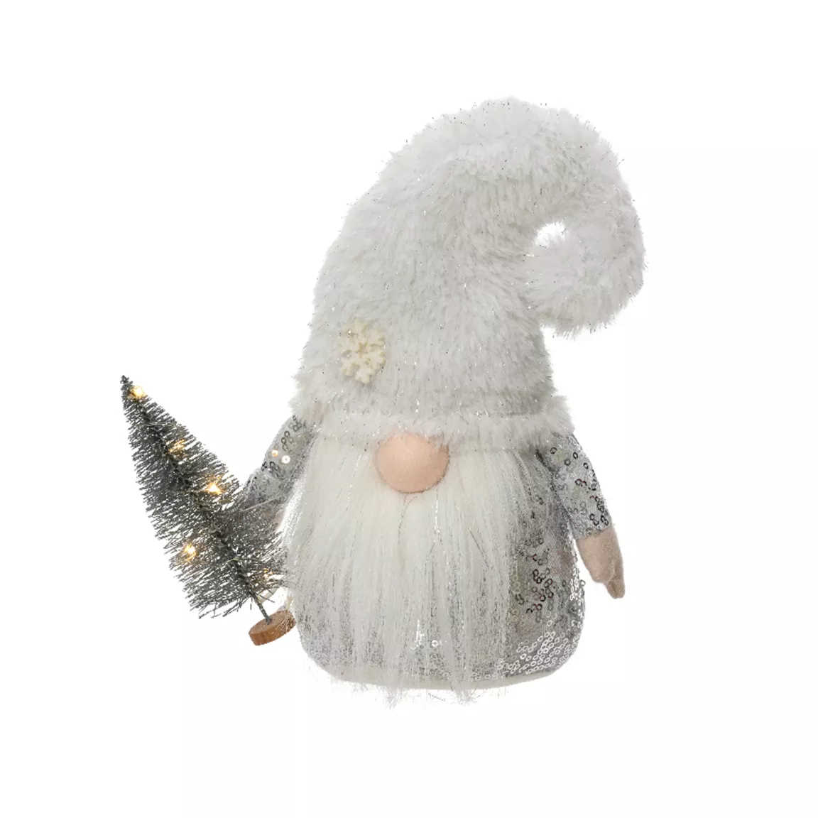 Lutin de Noël lumineux 5 LED (H23 cm) Igor Bonnet blanc