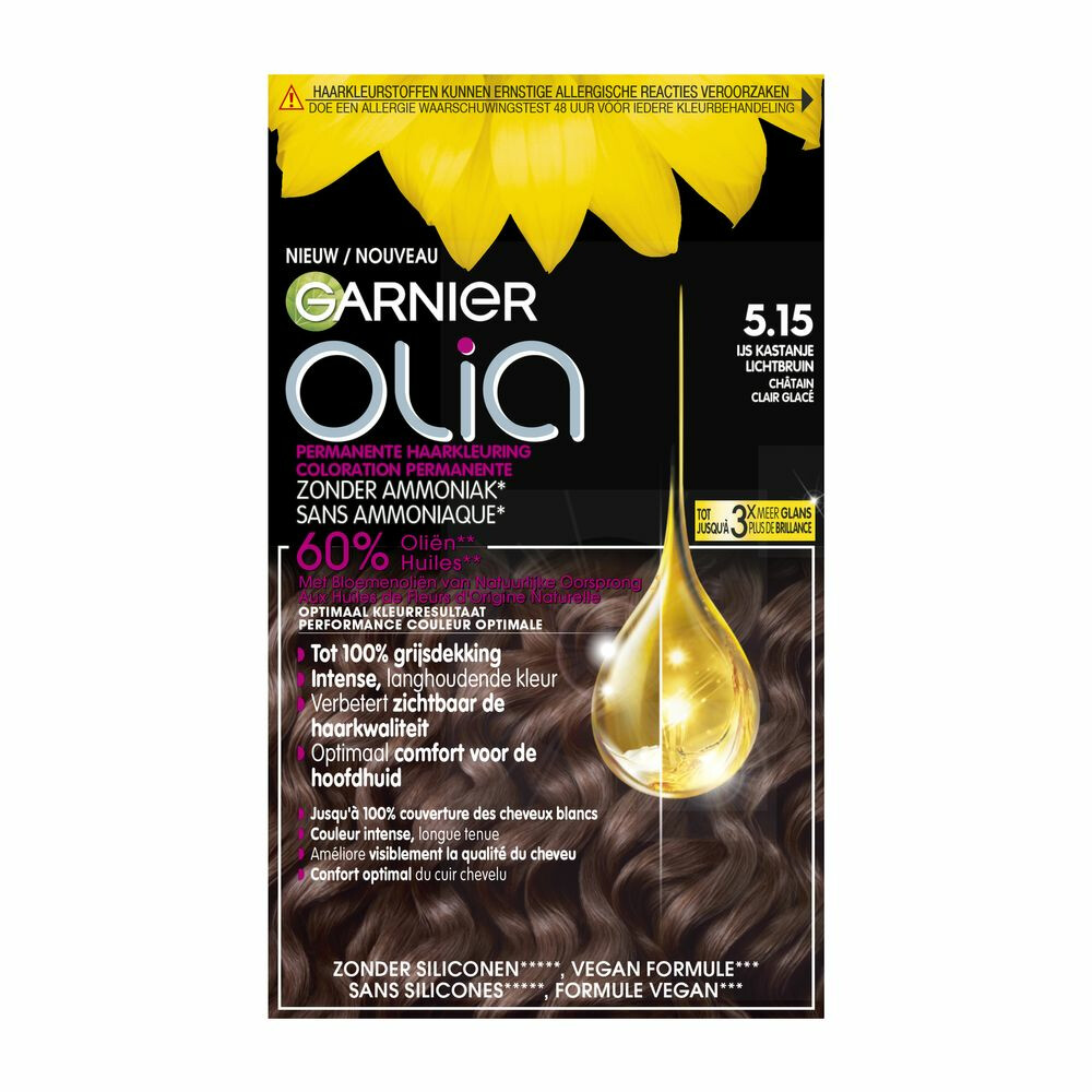 Garnier Olia Permanente Crèmekleuring 5.15 Kastanje Lichtbruin1 set