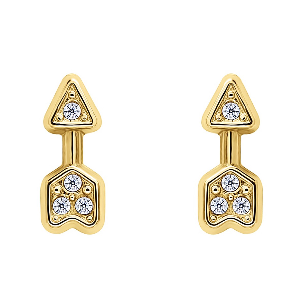 Boucles d'oreilles flèche or 18 carats oxydes