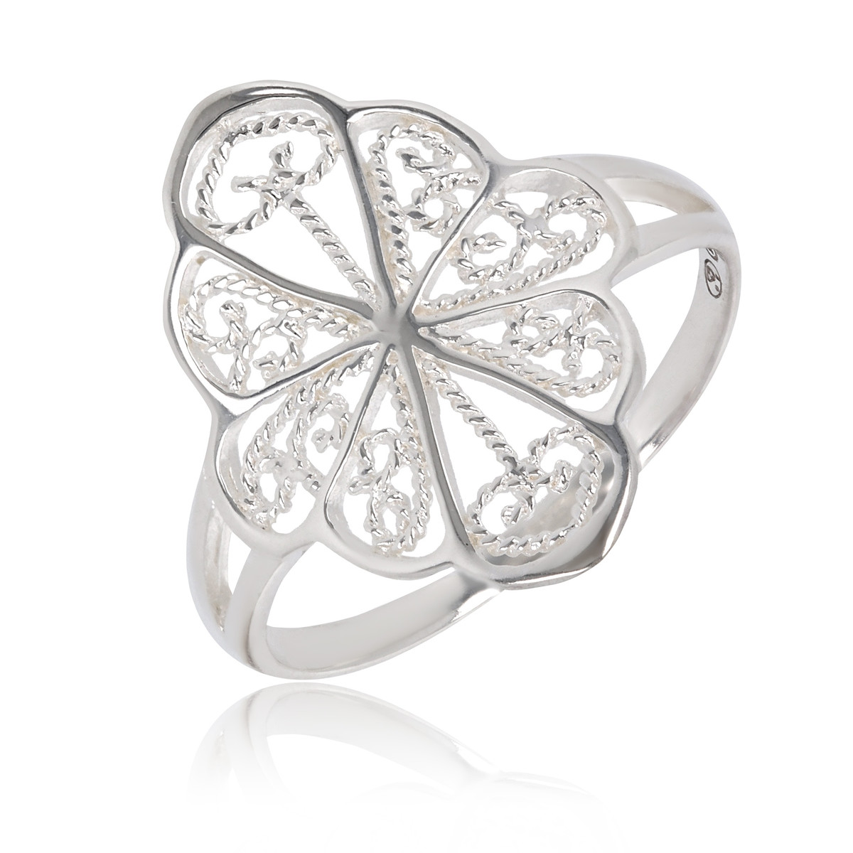 Bague argent rhodié filigranée Argent 1.80grs