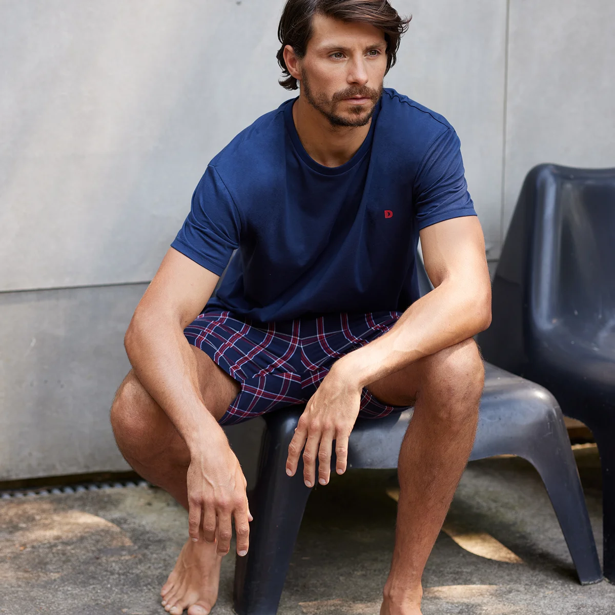 Pyjama homme HOME bleu foncé/carreaux