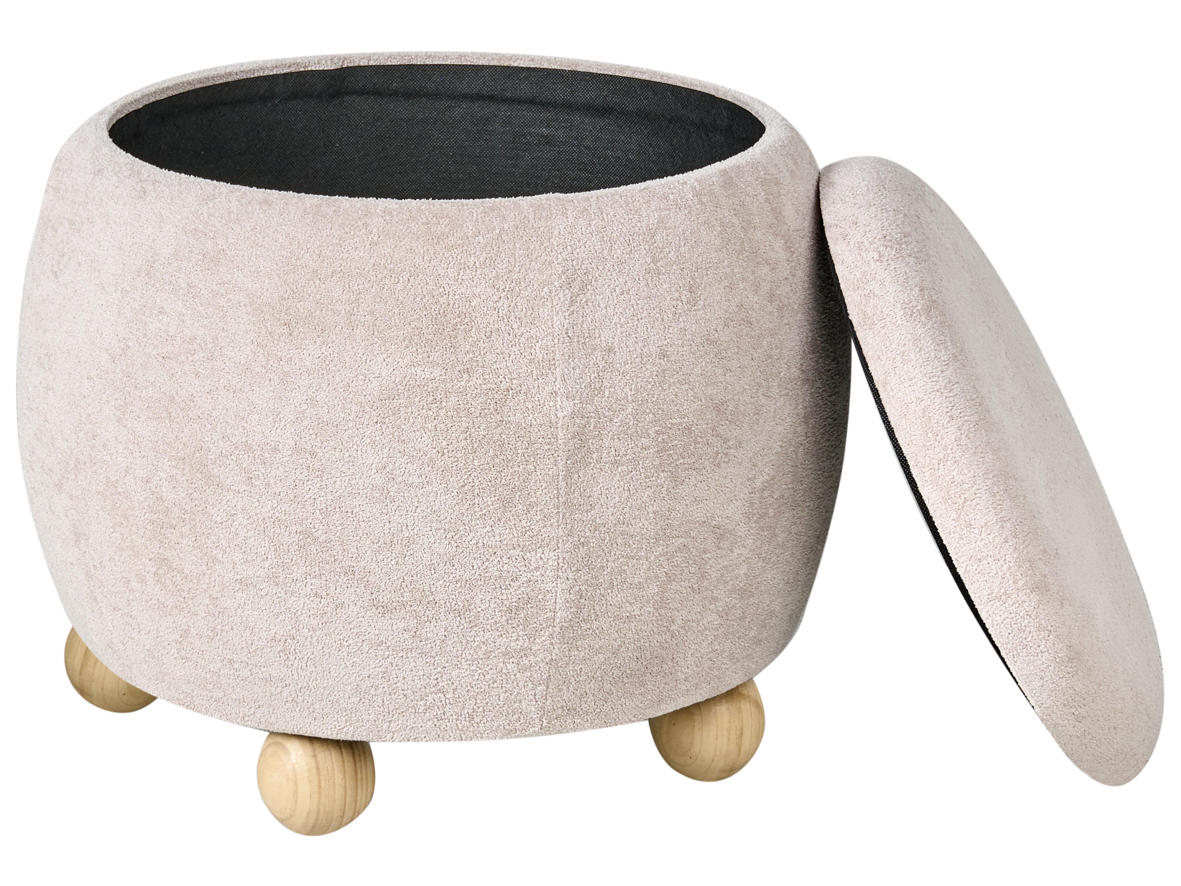 Poef met opbergruimte ANNABELLA Bouclé Lichtbeige