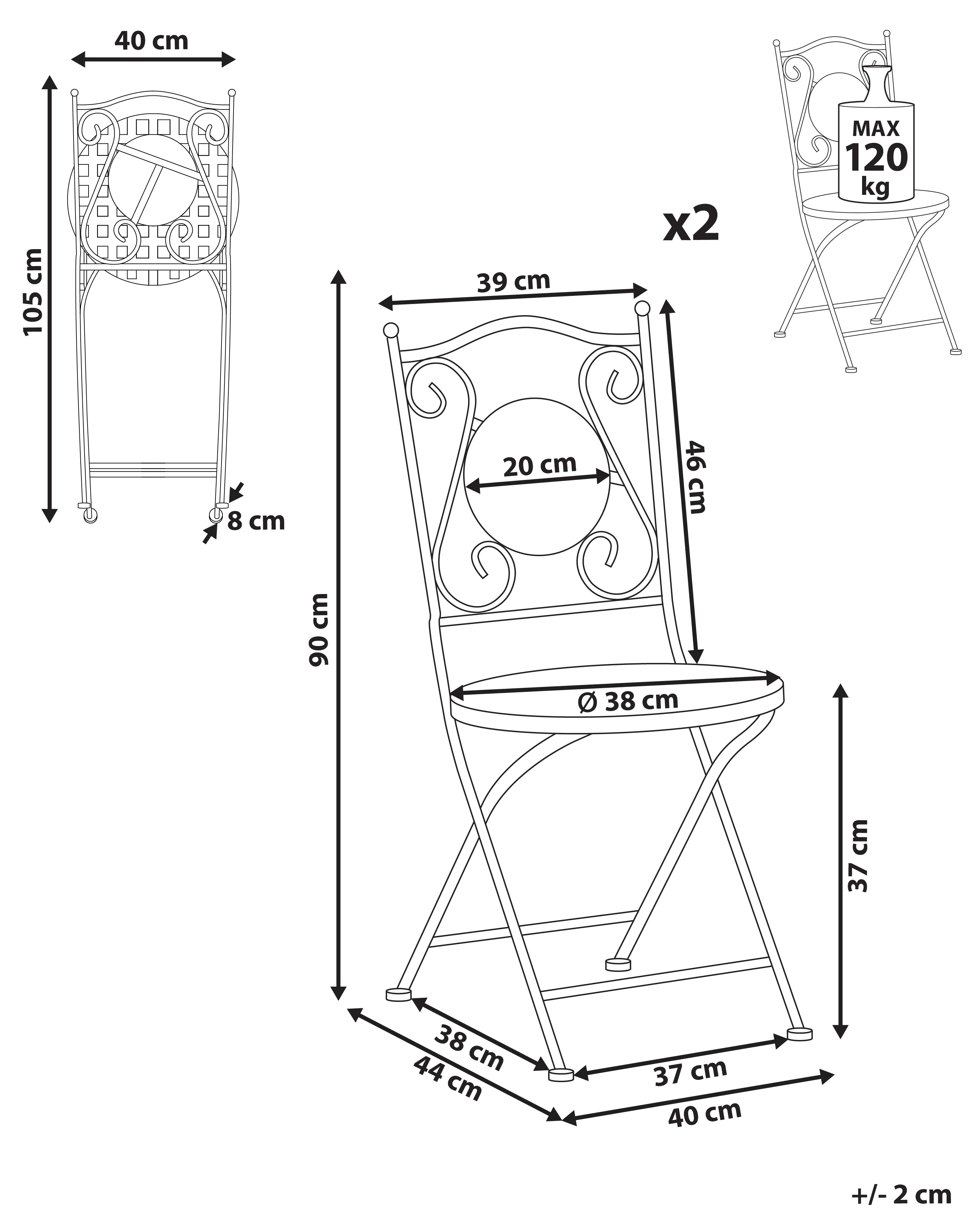 Set van 2 tuinstoelen CASARIO Metaal Zwart