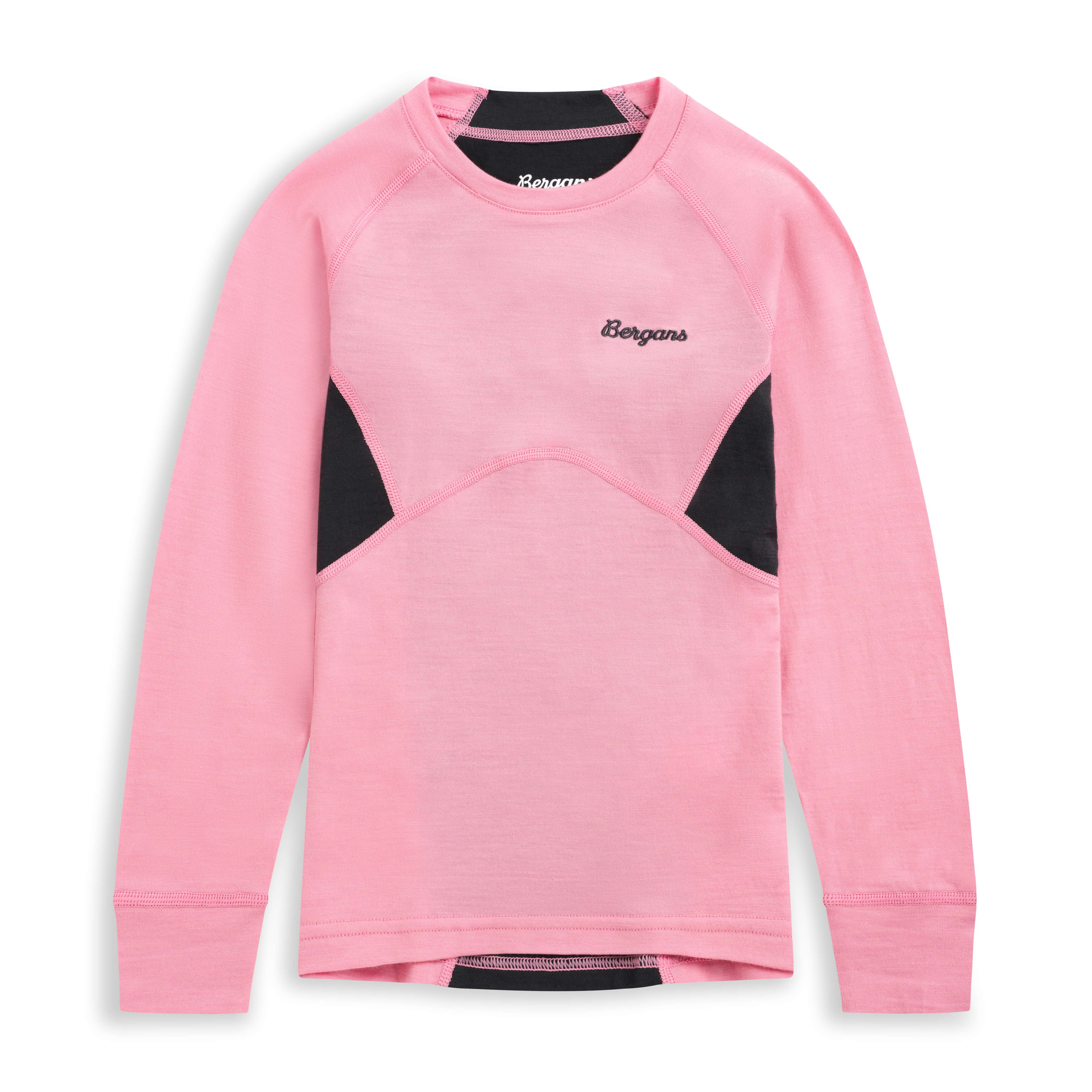 Inner:Pure Merino Kids Long Sleeve Light Ruby / Dark Shadow Grey