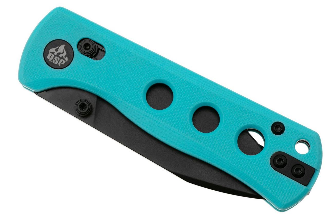 QSP Knife Canary Glyde 150GL-C2 Black 14C28N, Blue G10, zakmes