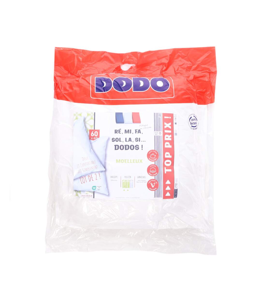 Lot De 2 Oreillers Synthétiques 60x60 Dodo