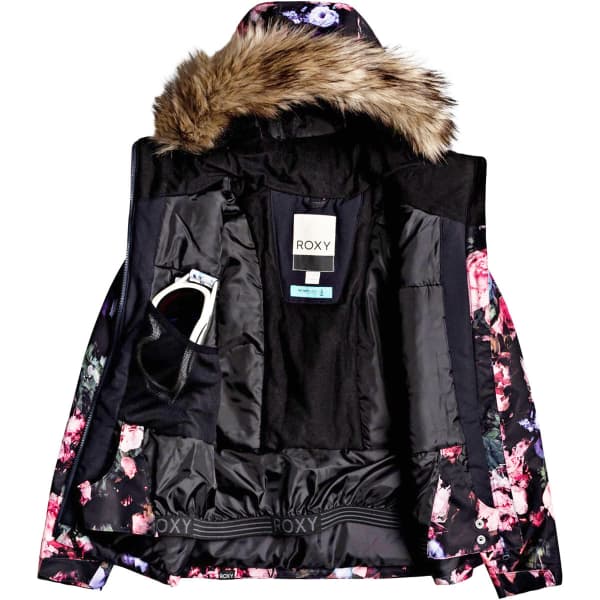 Veste de ski ROXY JET SKI GIRL JK TRUE BLACK BLOOMING PARTY