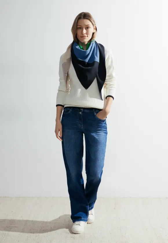 Strick Tuch mit Streifen - universal blue