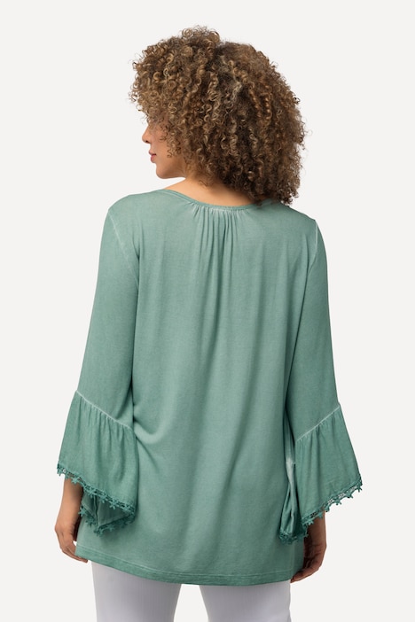 T-Shirt, cold dyed, Spitze, V-Ausschnitt, 3/4-Arm