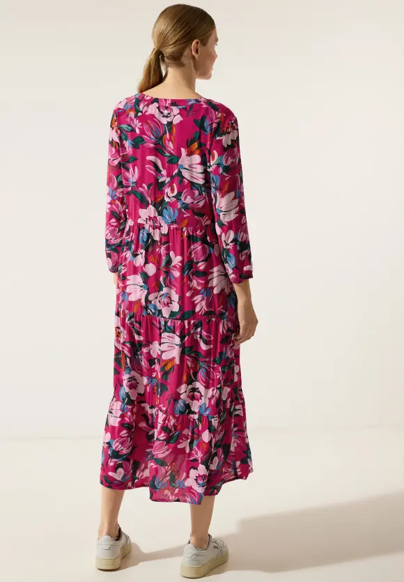 Volantkleid mit Print - berry rose